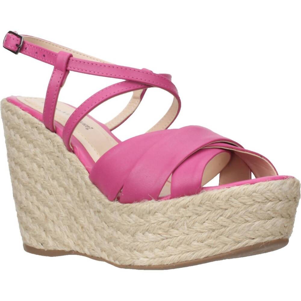 NEW BRUNO MENEGATTI women's grace ankle strap wedge leather sandal in fucsia